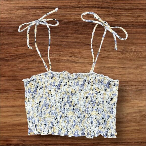 Wild Fable Floral Tie-Shoulder Smocked Tank Top XS Cute Summer Tube Top Style - Picture 1 of 6